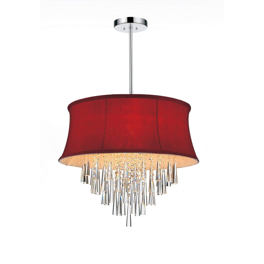 CWI Lighting Chandeliers Chrome Audrey 6 Light Drum Shade Chandelier with Chrome finish by CWI Lighting 5532P19C (Rose Red)