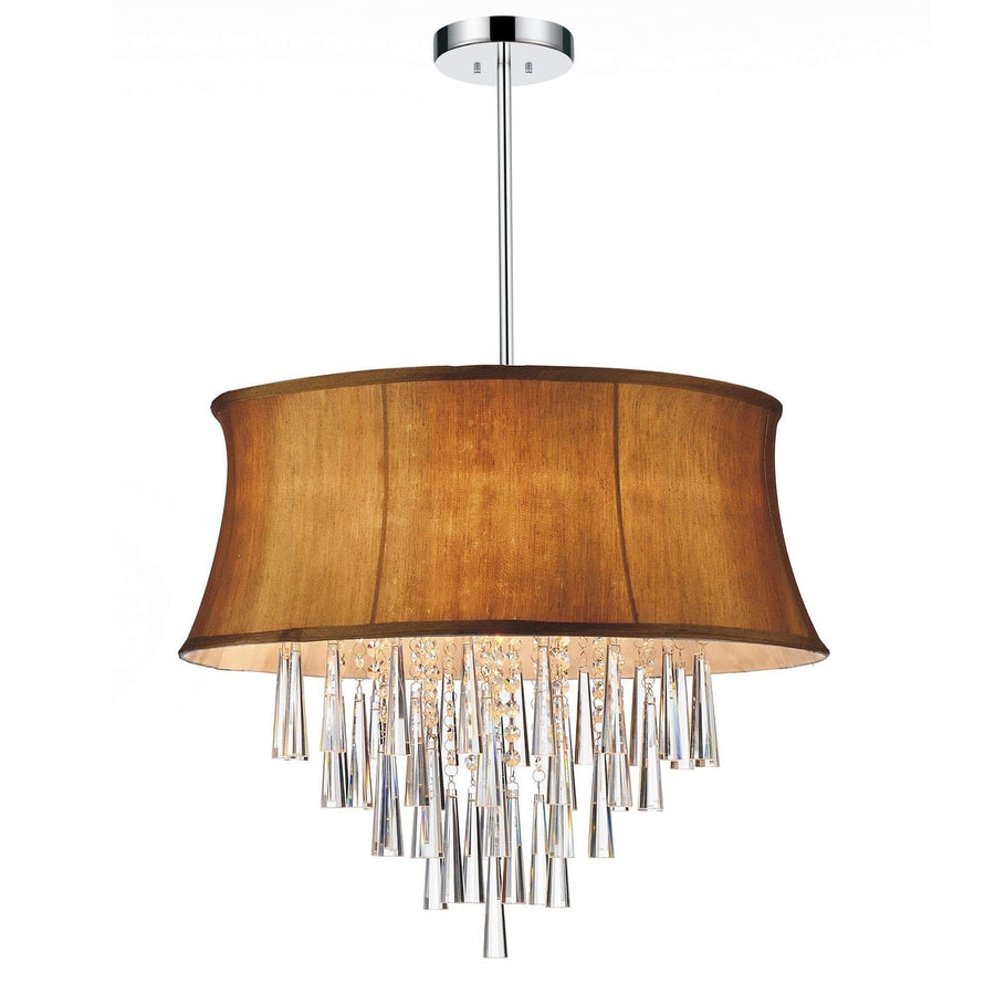 CWI Lighting Chandeliers Chrome Audrey 8 Light Drum Shade Chandelier with Chrome finish by CWI Lighting 5532P22C (Brown)