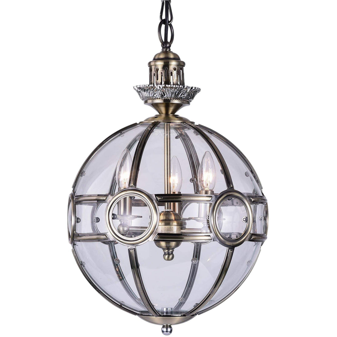 CWI Lighting Pendants Antique Brass Beas 3 Light Chandelier with Antique Brass Finish by CWI Lighting 9696P20-3-604