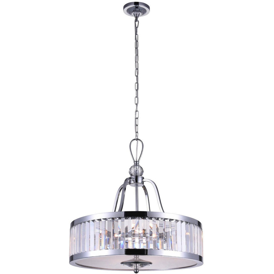 CWI Lighting Chandeliers Chrome Belvoir 5 Light Drum Shade Chandelier with Chrome finish by CWI Lighting 9929P20-5-601