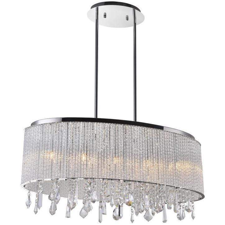 CWI Lighting Chandeliers Chrome / K9 Clear Benson 5 Light Drum Shade Chandelier with Chrome finish by CWI Lighting 5562P26C-O Clear