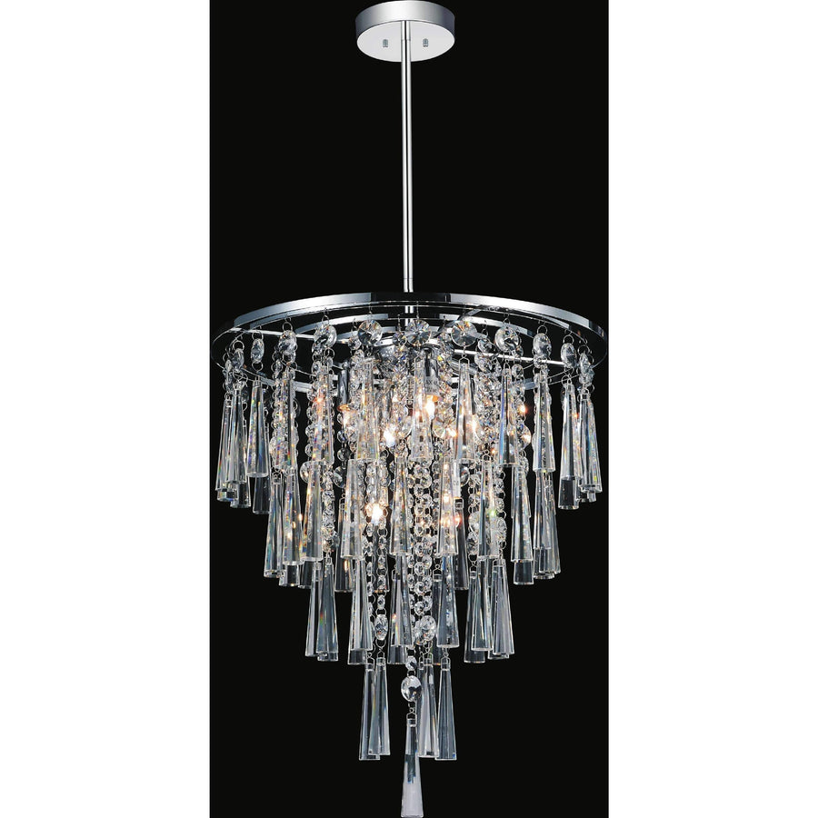 CWI Lighting Chandeliers Chrome / K9 Clear Blissful 6 Light Down Chandelier with Chrome finish by CWI Lighting 5524P16C