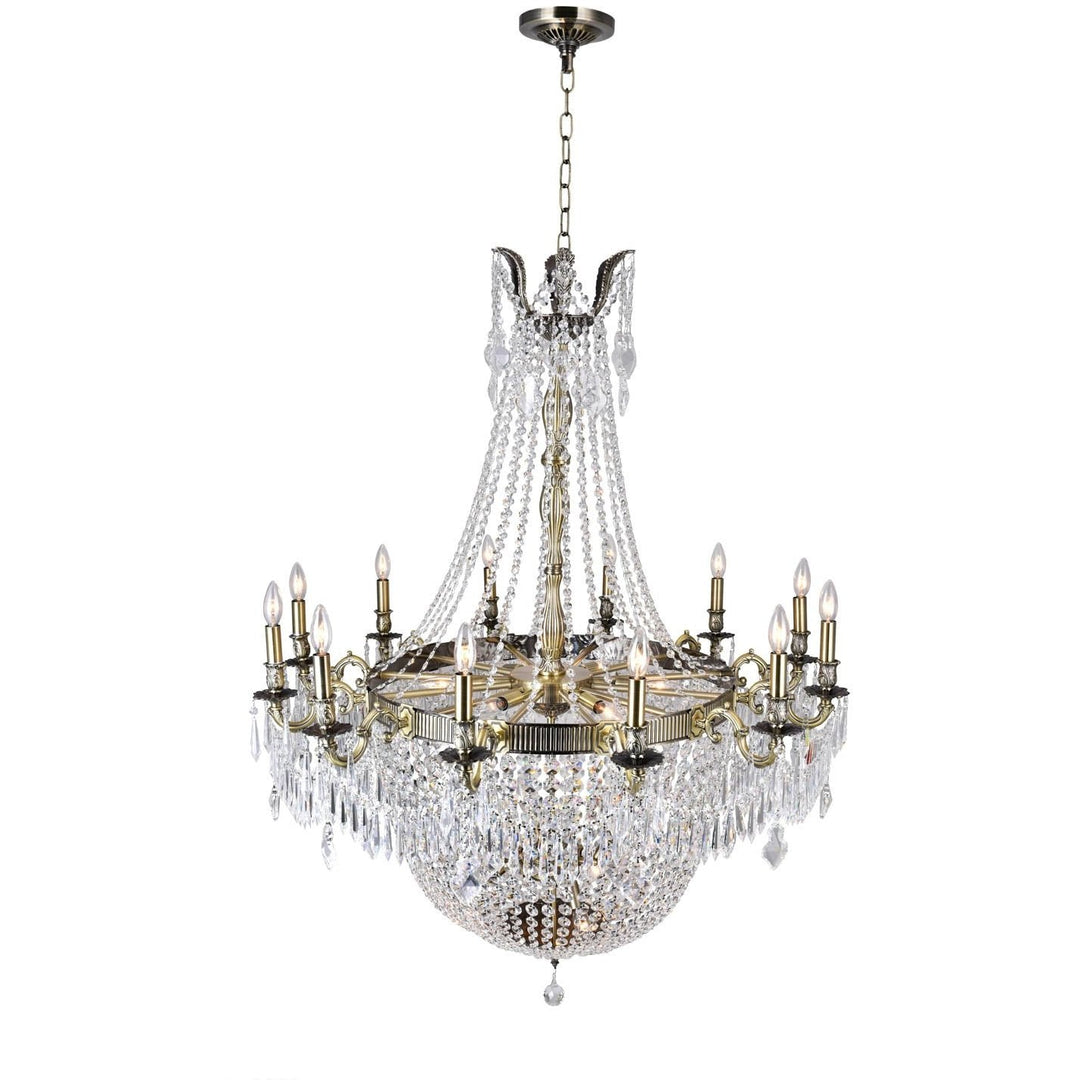 CWI Lighting Chandeliers Antique Brass / K9 Clear Brass 24 Light Up Chandelier with Antique Brass finish by CWI Lighting 2048P40AB-24