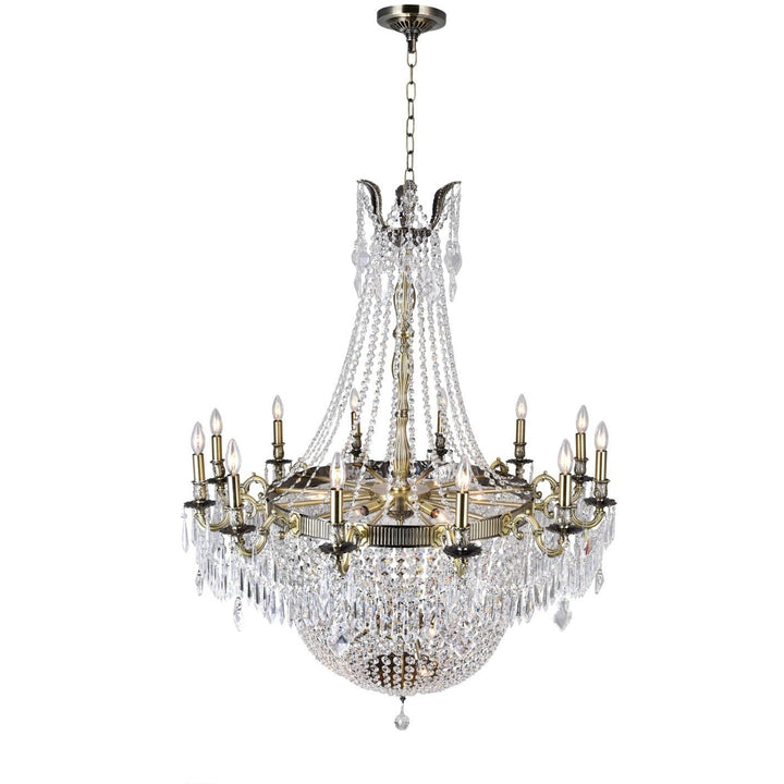CWI Lighting Chandeliers Antique Brass / K9 Clear Brass 24 Light Up Chandelier with Antique Brass finish by CWI Lighting 2048P40AB-24