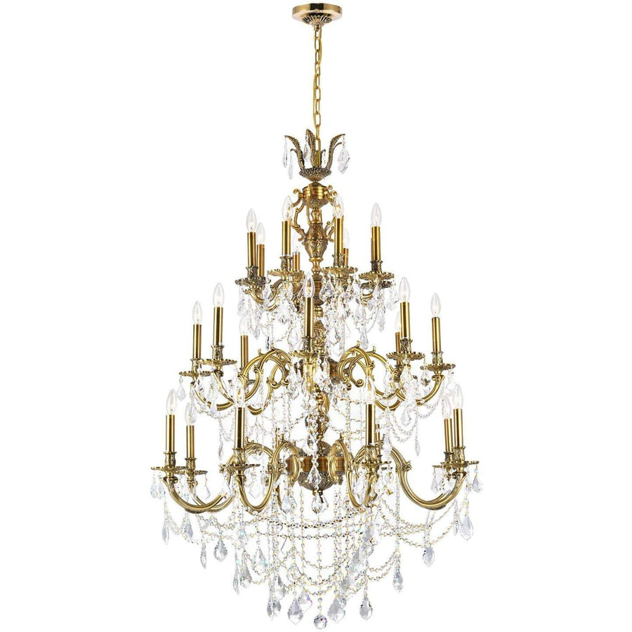 CWI Lighting Chandeliers French Gold / K9 Clear Brass 24 Light Up Chandelier with French Gold finish by CWI Lighting 2039P40GB-24