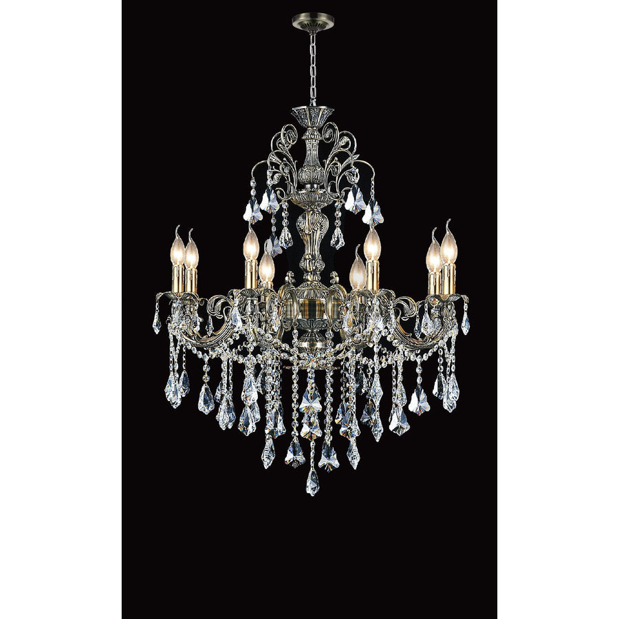 CWI Lighting Chandeliers Antique Brass / K9 Clear Brass 8 Light Up Chandelier with Antique Brass finish by CWI Lighting 2011P30AB-8