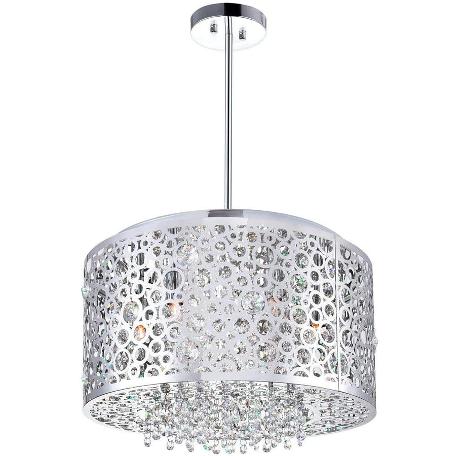 CWI Lighting Chandeliers Chrome / K9 Clear Bubbles 6 Light Drum Shade Chandelier with Chrome finish by CWI Lighting 5536P16ST