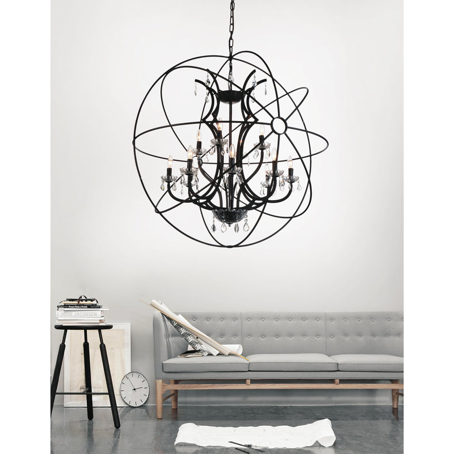 CWI Lighting Chandeliers Brown / K9 Clear Campechia 12 Light Up Chandelier with Brown finish by CWI Lighting 5465P42DB-12