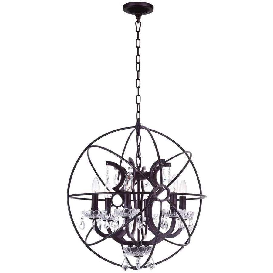CWI Lighting Chandeliers Brown / K9 Clear Campechia 6 Light Up Chandelier with Brown finish by CWI Lighting 5465P22DB