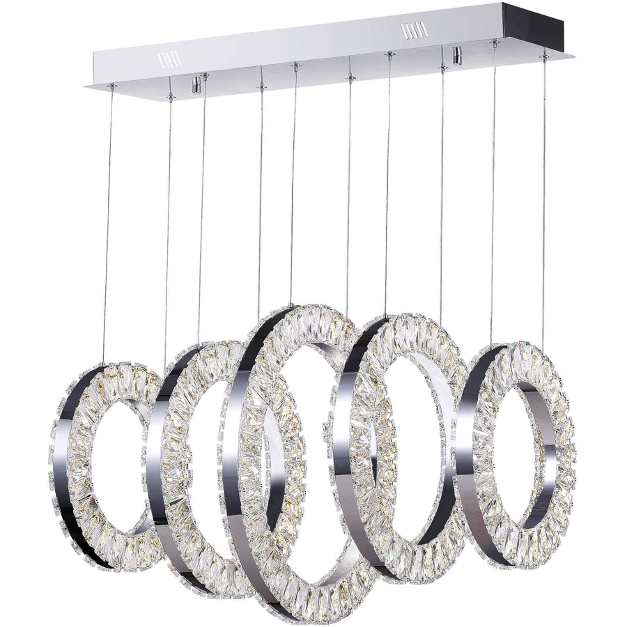 CWI Lighting Pool Table Lights Chrome / K9 Clear Celina LED Chandelier with Chrome Finish by CWI Lighting 1046P26-5-601-RC