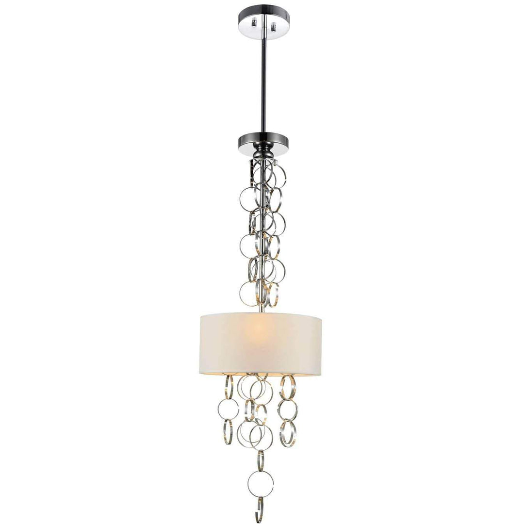CWI Lighting Pendants Chrome Chained 3 Light Drum Shade Mini Pendant with Chrome finish by CWI Lighting 5627P11C