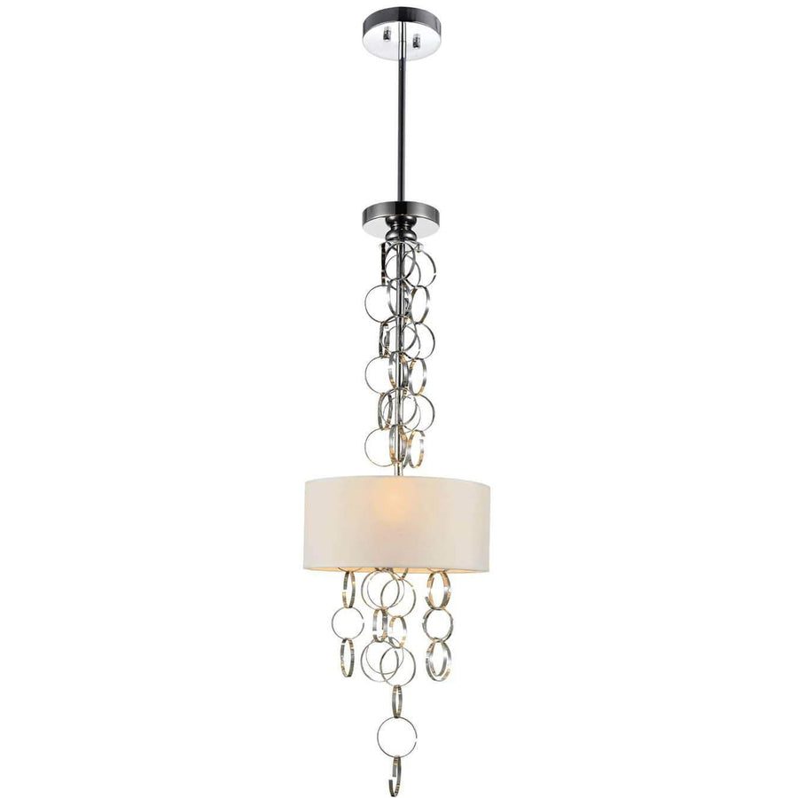 CWI Lighting Pendants Chrome Chained 3 Light Drum Shade Mini Pendant with Chrome finish by CWI Lighting 5627P11C