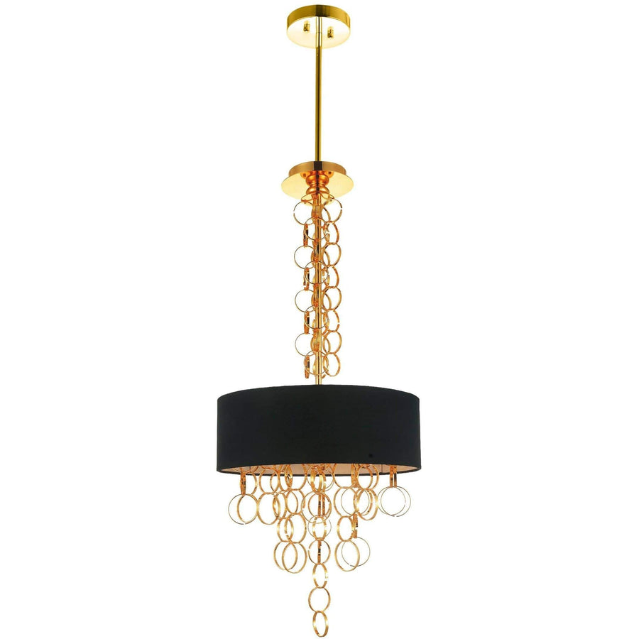 CWI Lighting Chandeliers Gold Chained 4 Light Drum Shade Chandelier with Gold finish by CWI Lighting 5627P16G