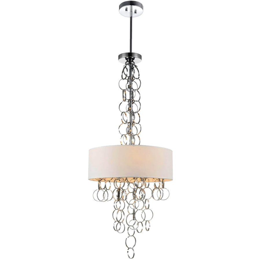 CWI Lighting Chandeliers Chrome Chained 6 Light Drum Shade Chandelier with Chrome finish by CWI Lighting 5627P20C