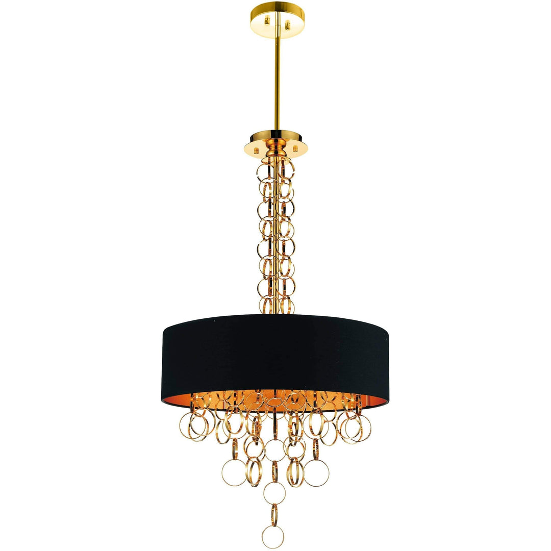 CWI Lighting Chandeliers Gold Chained 6 Light Drum Shade Chandelier with Gold finish by CWI Lighting 5627P20G