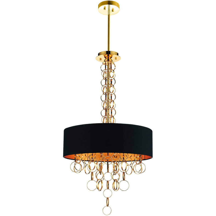 CWI Lighting Chandeliers Gold Chained 6 Light Drum Shade Chandelier with Gold finish by CWI Lighting 5627P20G