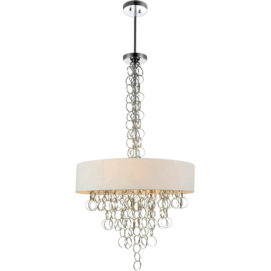 CWI Lighting Chandeliers Chrome Chained 8 Light Drum Shade Chandelier with Chrome finish by CWI Lighting 5627P26C