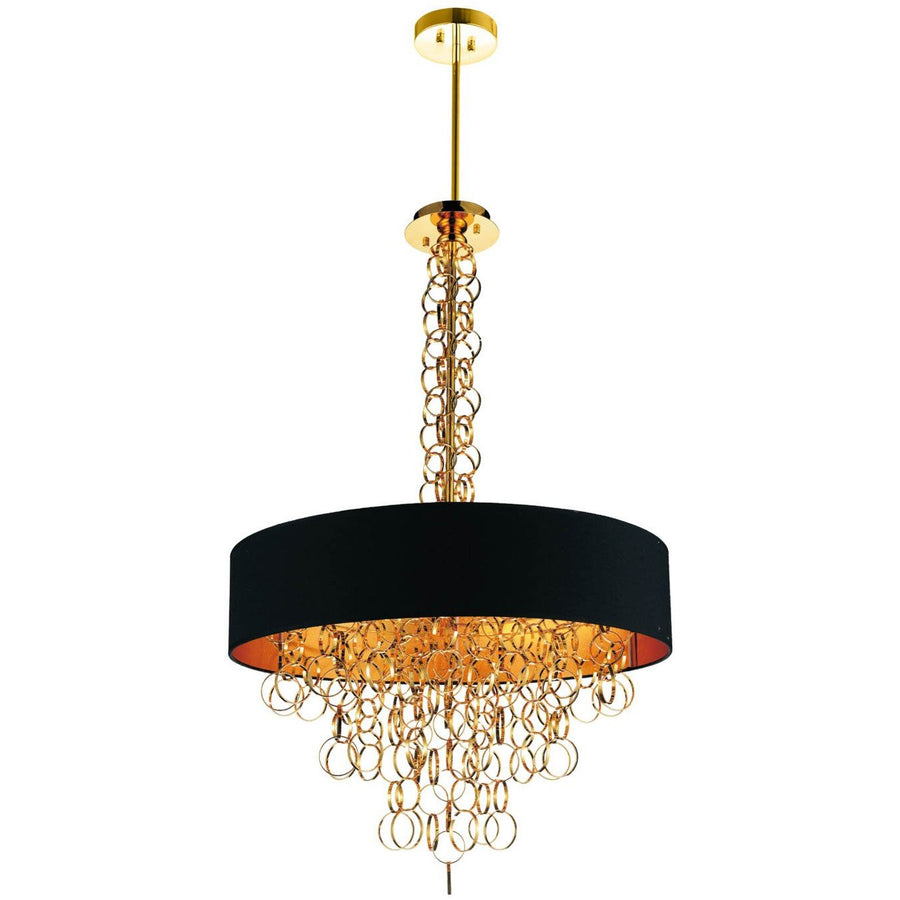 CWI Lighting Chandeliers Gold Chained 8 Light Drum Shade Chandelier with Gold finish by CWI Lighting 5627P26G