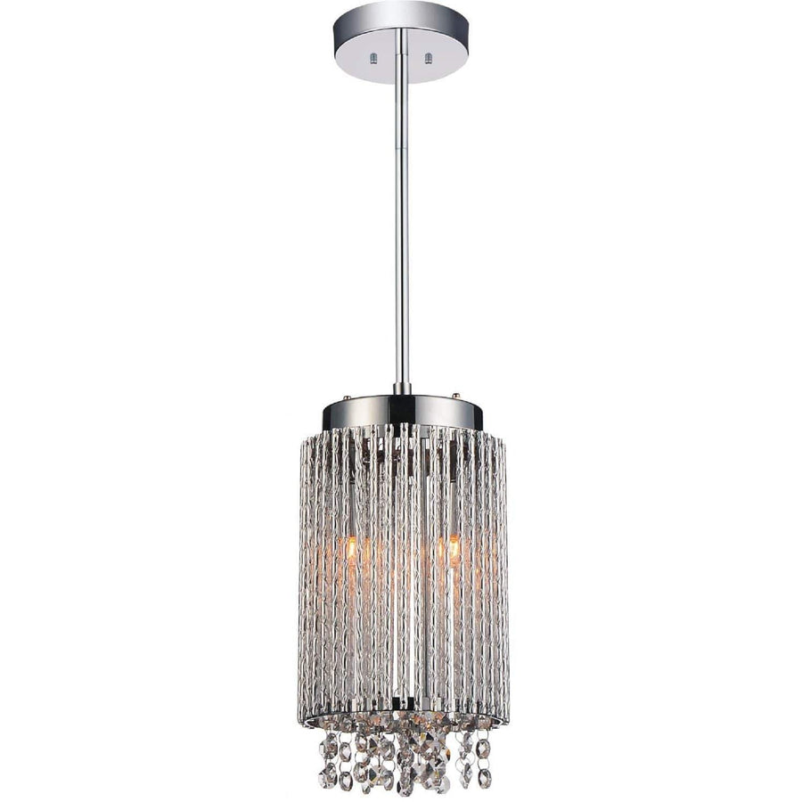 CWI Lighting Pendants Chrome / K9 Clear Claire 2 Light Drum Shade Mini Pendant with Chrome finish by CWI Lighting 5535P6C-R