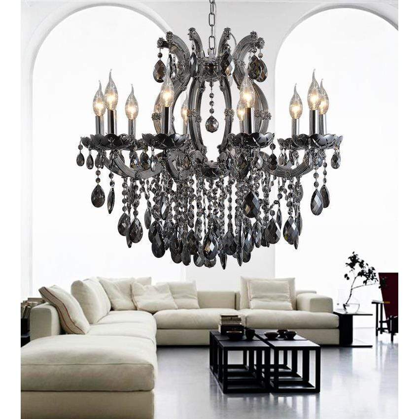 CWI Lighting Chandeliers Chrome / K9 Smoke Colossal 10 Light Up Chandelier with Chrome finish by CWI Lighting 8312P32C-10 (Smoke)