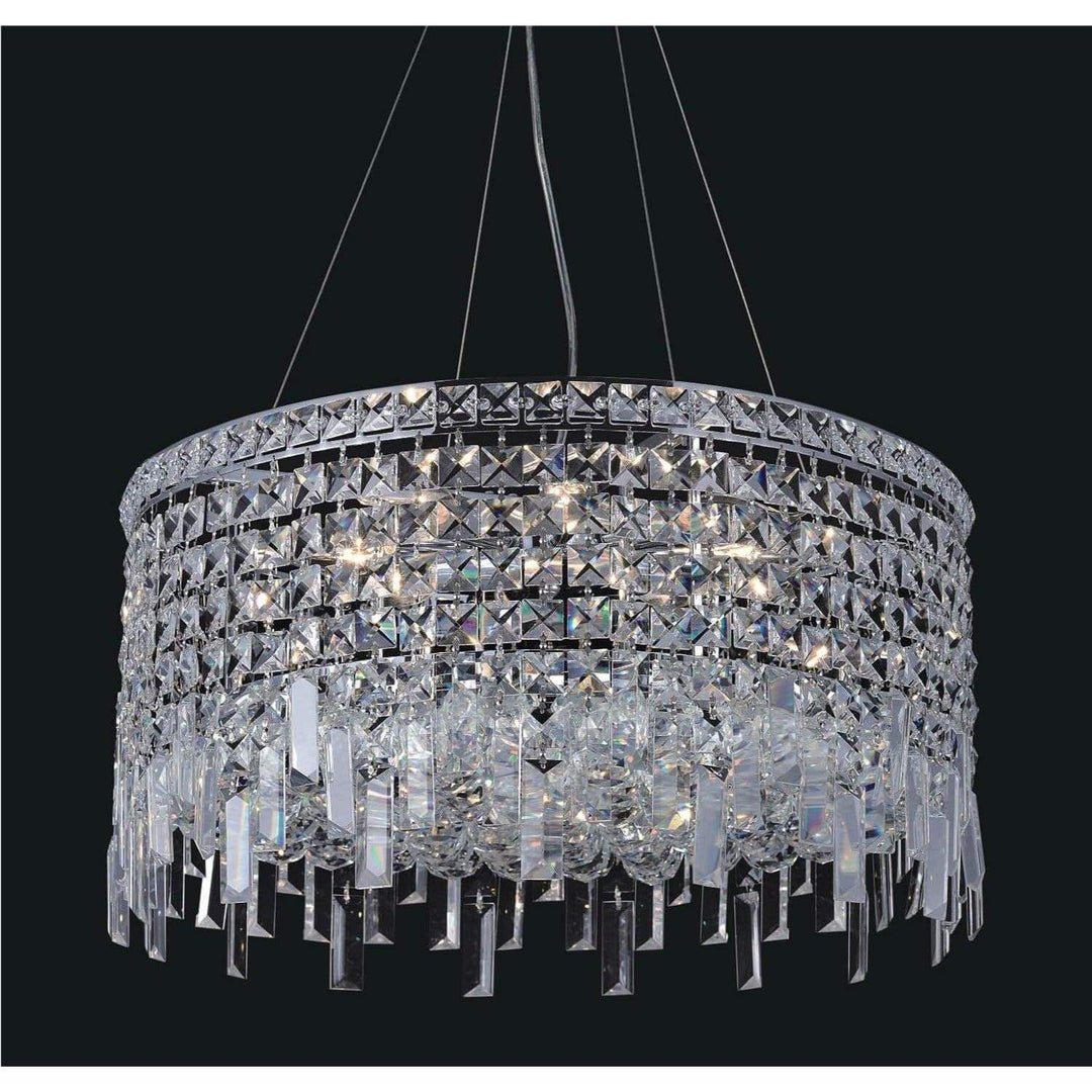CWI Lighting Chandeliers Chrome / K9 Clear Colosseum 8 Light Down Chandelier with Chrome finish by CWI Lighting 8031P20C-R
