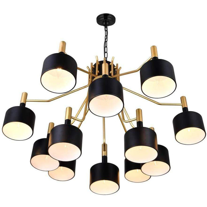 CWI Lighting Chandeliers Matte Black & Satin Gold Corna 12 Light Down Chandelier with Matte Black & Satin Gold finish by CWI Lighting 1017P32-12-129
