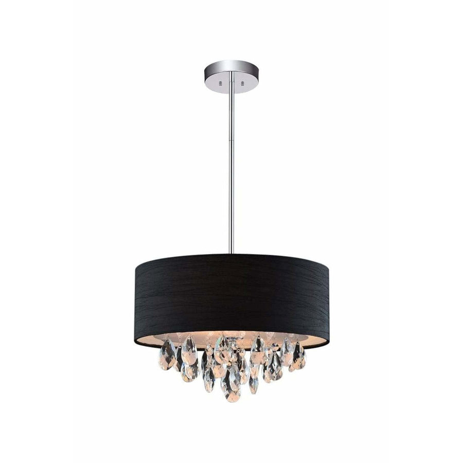 CWI Lighting Chandeliers Chrome / K9 Clear Dash 3 Light Drum Shade Chandelier with Chrome finish by CWI Lighting 5443P14C (Black)