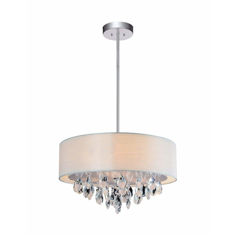 CWI Lighting Chandeliers Chrome / K9 Clear Dash 3 Light Drum Shade Chandelier with Chrome finish by CWI Lighting 5443P14C (Off White)