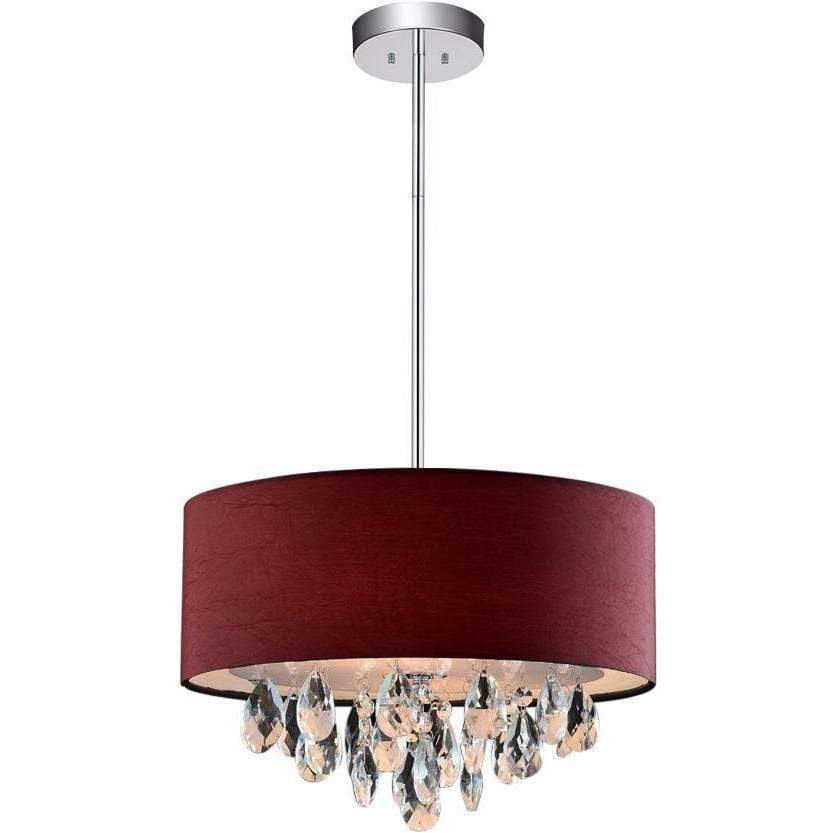 CWI Lighting Chandeliers Chrome / K9 Clear Dash 3 Light Drum Shade Chandelier with Chrome finish by CWI Lighting 5443P14C (Wine Red)