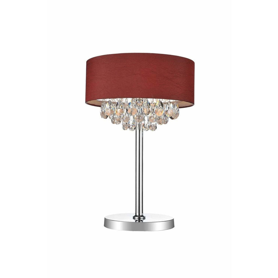 CWI Lighting Table Lamps Chrome / K9 Clear Dash 3 Light Table Lamp with Chrome finish by CWI Lighting 5443T14C (Wine Red)