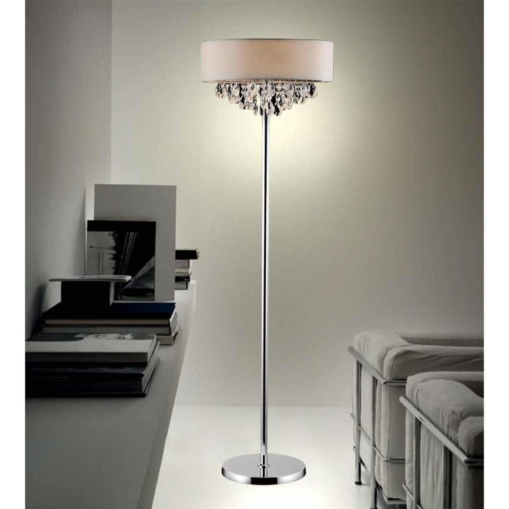 CWI Lighting Floor Lamps Chrome / K9 Clear Dash 4 Light Floor Lamp with Chrome finish by CWI Lighting 5443F16C (Off White)