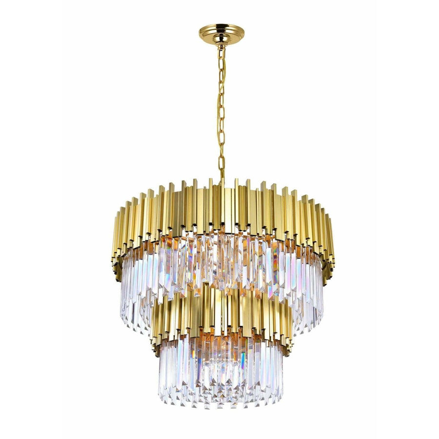 CWI Lighting Chandeliers Medallion Gold / K9 Clear Deco 12 Light Down Chandelier with Medallion Gold Finish by CWI Lighting 1112P32-12-169