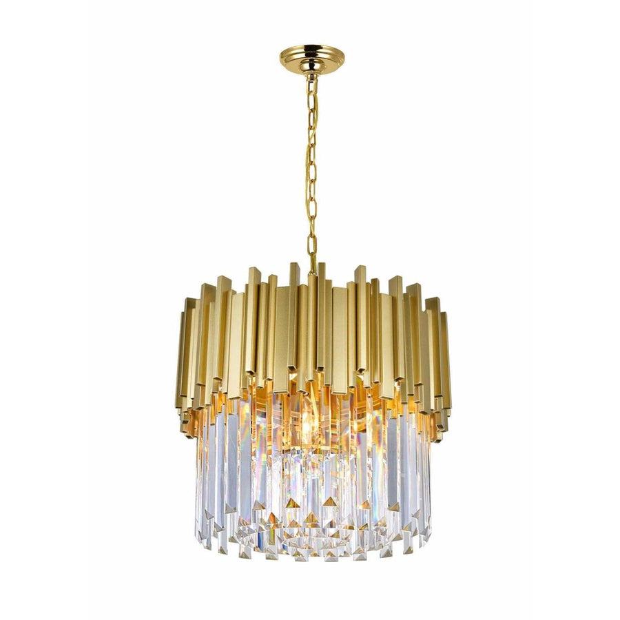 CWI Lighting Chandeliers Medallion Gold / K9 Clear Deco 4 Light Down Chandelier with Medallion Gold Finish by CWI Lighting 1112P16-4-169