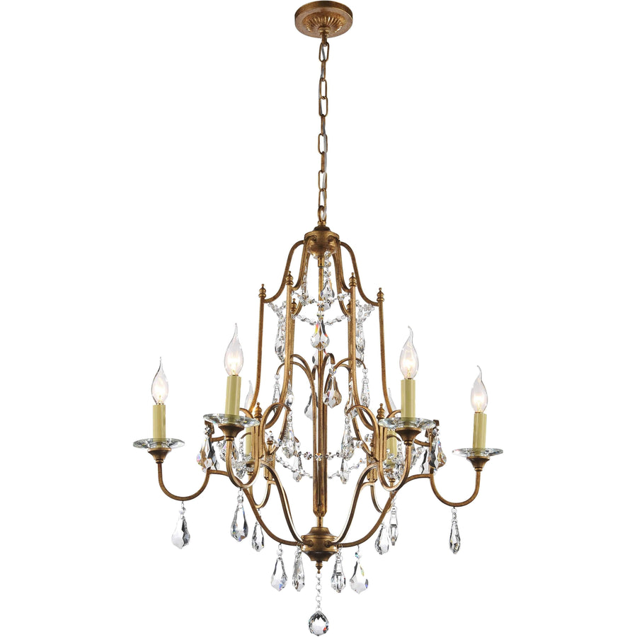 CWI Lighting Chandeliers Oxidized Bronze / K9 Clear Electra 6 Light Up Chandelier with Oxidized Bronze finish by CWI Lighting 9836P28-6-125