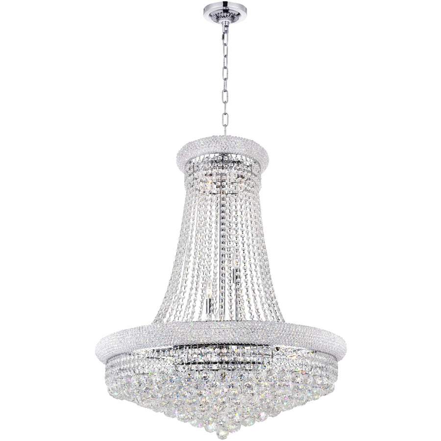 CWI Lighting Chandeliers Chrome / K9 Clear Empire 19 Light Down Chandelier with Chrome finish by CWI Lighting 8001P32C