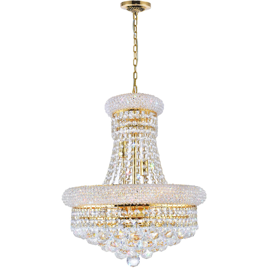 CWI Lighting Chandeliers Gold / K9 Clear Empire 8 Light Down Chandelier with Gold finish by CWI Lighting 8001P18G