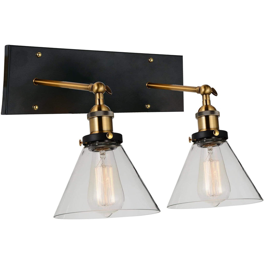 CWI Lighting Wall Sconces Black & Gold Brass Eustis 2 Light Wall Sconce with Black & Gold Brass finish by CWI Lighting 9735W15-2-101