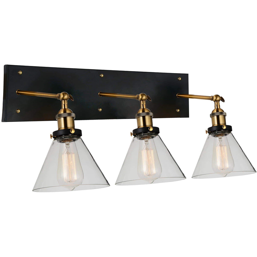 CWI Lighting Wall Sconces Black & Gold Brass Eustis 3 Light Wall Sconce with Black & Gold Brass finish by CWI Lighting 9735W24-3-101