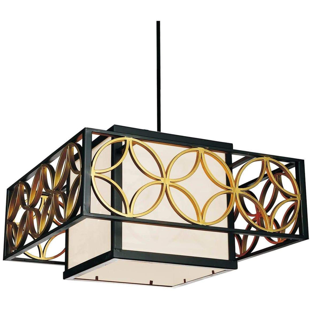 CWI Lighting Chandeliers Golden Line Bronze Eva 2 Light Drum Shade Chandelier with Golden Line Bronze finish by CWI Lighting 9838P21-2-S-129