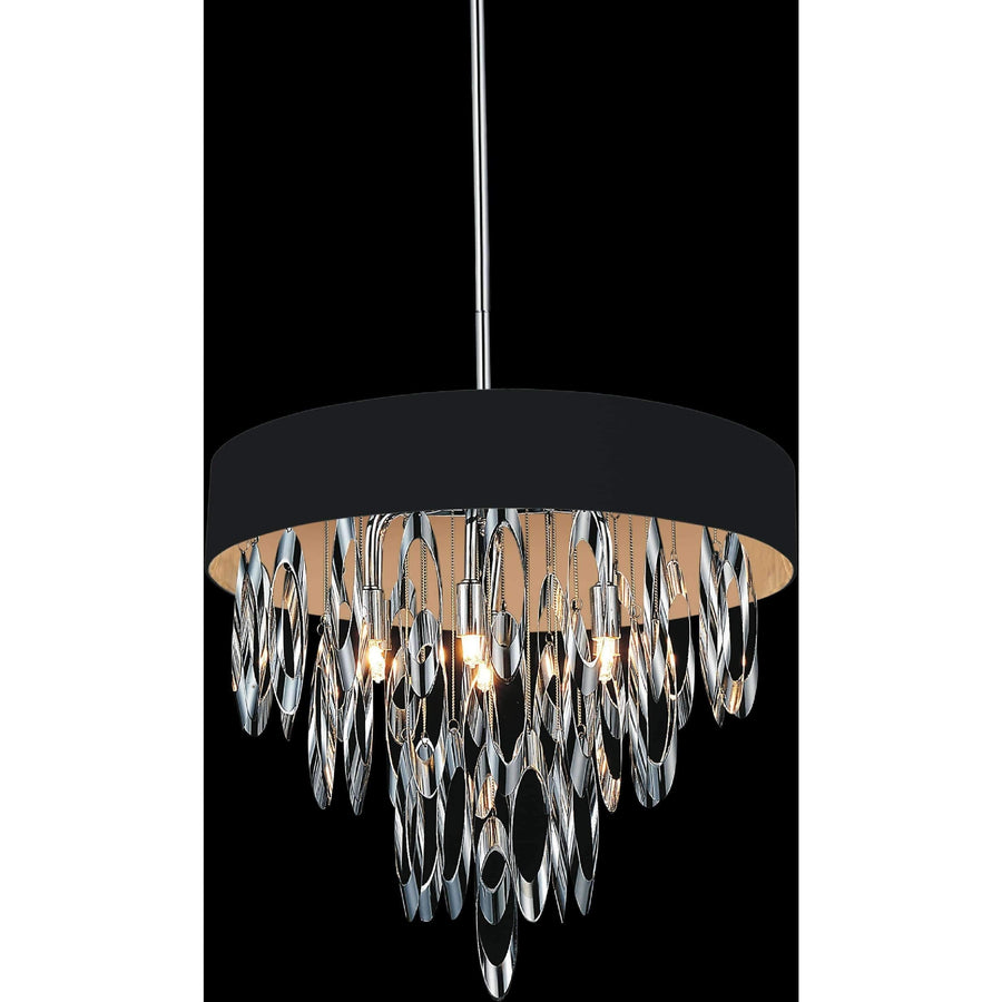 CWI Lighting Chandeliers Chrome Excel 6 Light Drum Shade Chandelier with Chrome finish by CWI Lighting 5534P19C Black