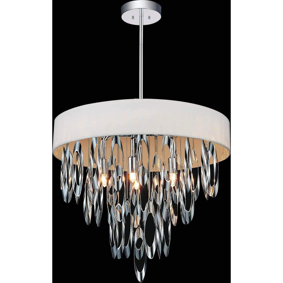 CWI Lighting Chandeliers Chrome Excel 6 Light Drum Shade Chandelier with Chrome finish by CWI Lighting 5534P19C White