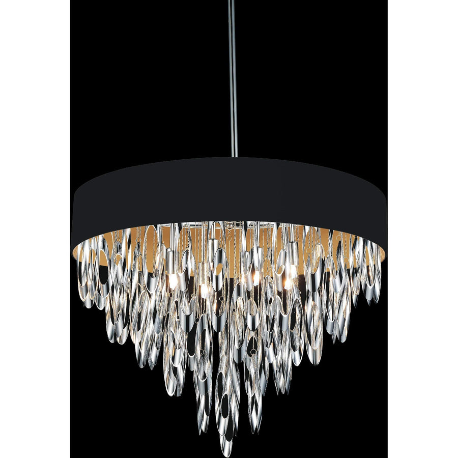 CWI Lighting Chandeliers Chrome Excel 8 Light Drum Shade Chandelier with Chrome finish by CWI Lighting 5534P23C Black