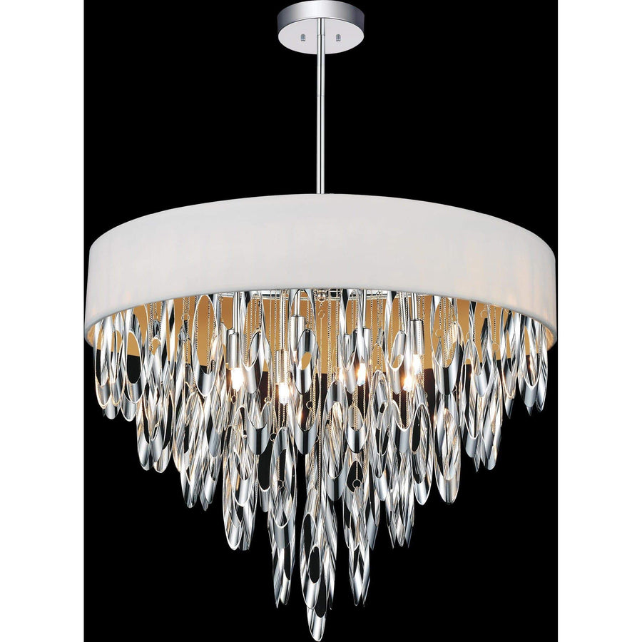 CWI Lighting Chandeliers Chrome Excel 8 Light Drum Shade Chandelier with Chrome finish by CWI Lighting 5534P23C White