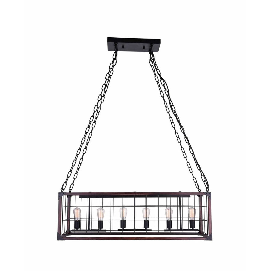 CWI Lighting Island Lighting Black Fetto 6 Light Island Chandelier with Black finish by CWI Lighting 9938P46-6-101