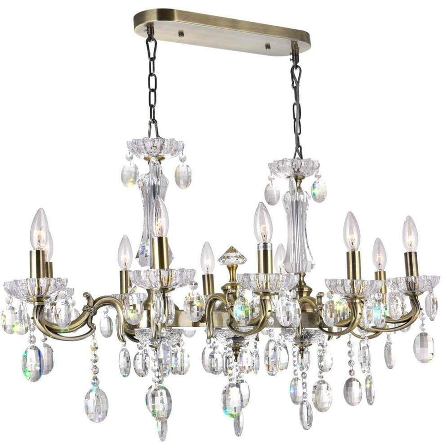 CWI Lighting Chandeliers Antique Brass / K9 Clear Flawless 10 Light Up Chandelier with Antique Brass finish by CWI Lighting 2016P37AB-10