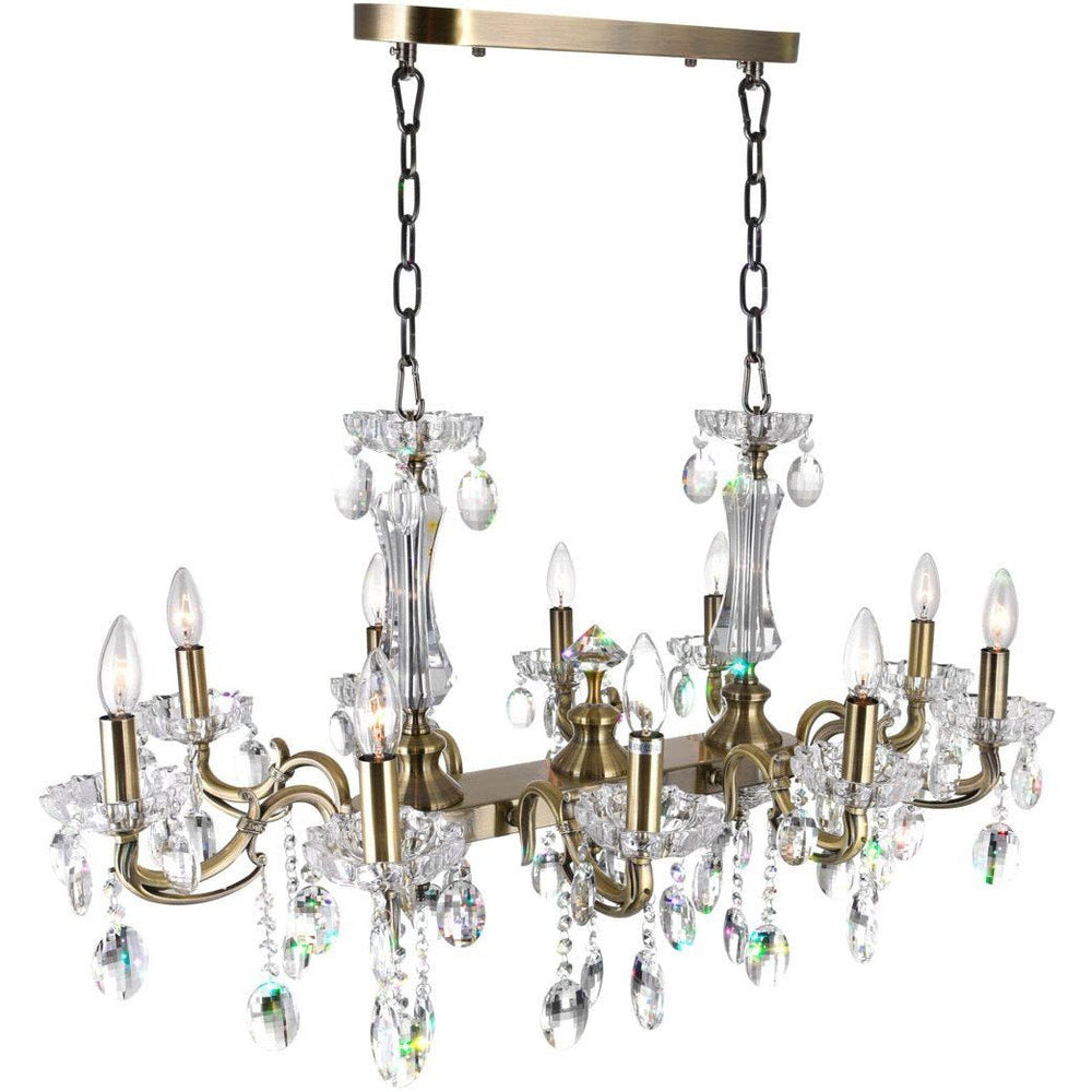 CWI Lighting Chandeliers Antique Brass / K9 Clear Flawless 10 Light Up Chandelier with Antique Brass finish by CWI Lighting 2016P37AB-10