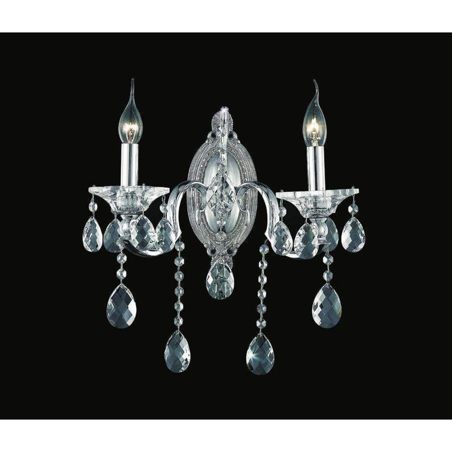 CWI Lighting Wall Sconces Chrome / K9 Clear Flawless 2 Light Wall Sconce with Chrome finish by CWI Lighting 2025W14C-2