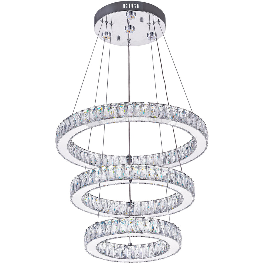 CWI Lighting Chandeliers Chrome / K9 Clear Florence LED Chandelier with Chrome finish by CWI Lighting 5635P20ST-3R (Clear)