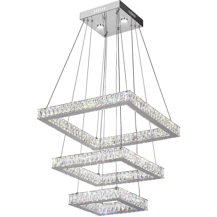 CWI Lighting Chandeliers Chrome / K9 Clear Florence LED Chandelier with Chrome finish by CWI Lighting 5635P21ST-3S (Clear)
