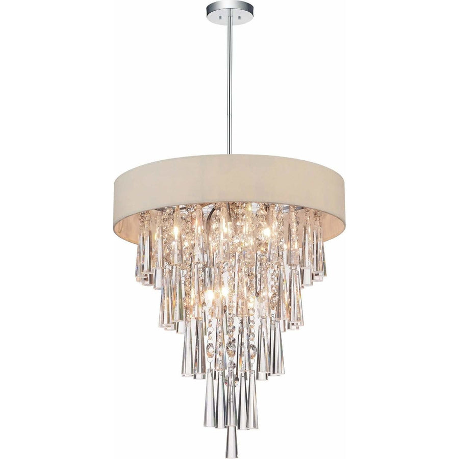 CWI Lighting Chandeliers Chrome / K9 Clear Franca 6 Light Drum Shade Chandelier with Chrome finish by CWI Lighting 5523P16C (Beige)